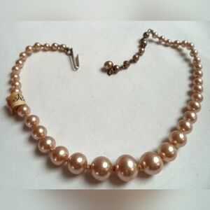 VINTAGE ESTATE JAPAN IND KNOT GLASS PEARL 15 3/8" NECKLACE